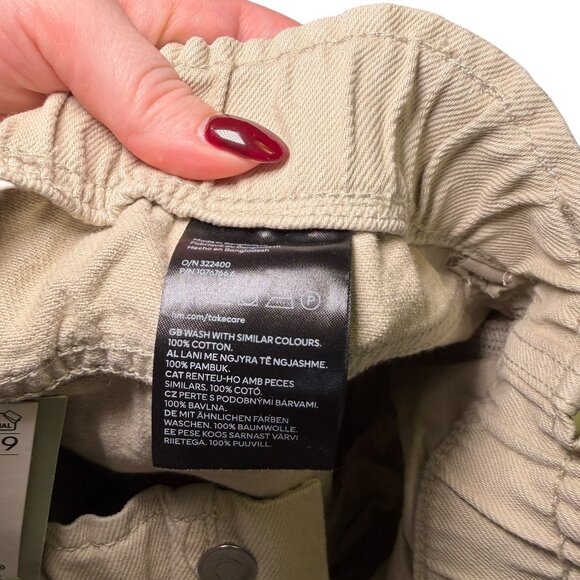 H&M NWT High Rise Elastic Waist Straight Leg Jeans Tan Size 10 Cotton - Picture 3 of 6